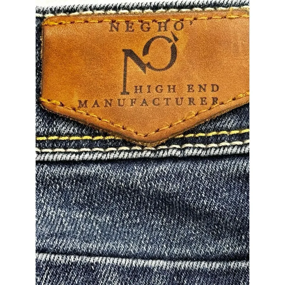 Negho Italian Jeans 36 Straight Leg Mid Rise‎ Actual (33Wx31L) Blue Denim